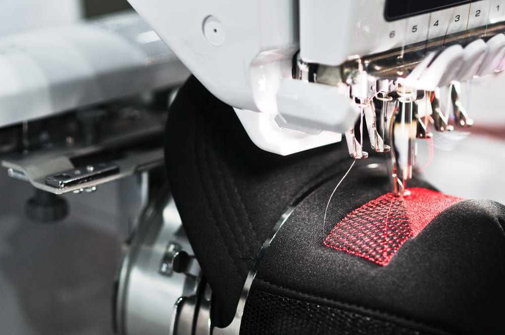 Close-up embroidery stitching